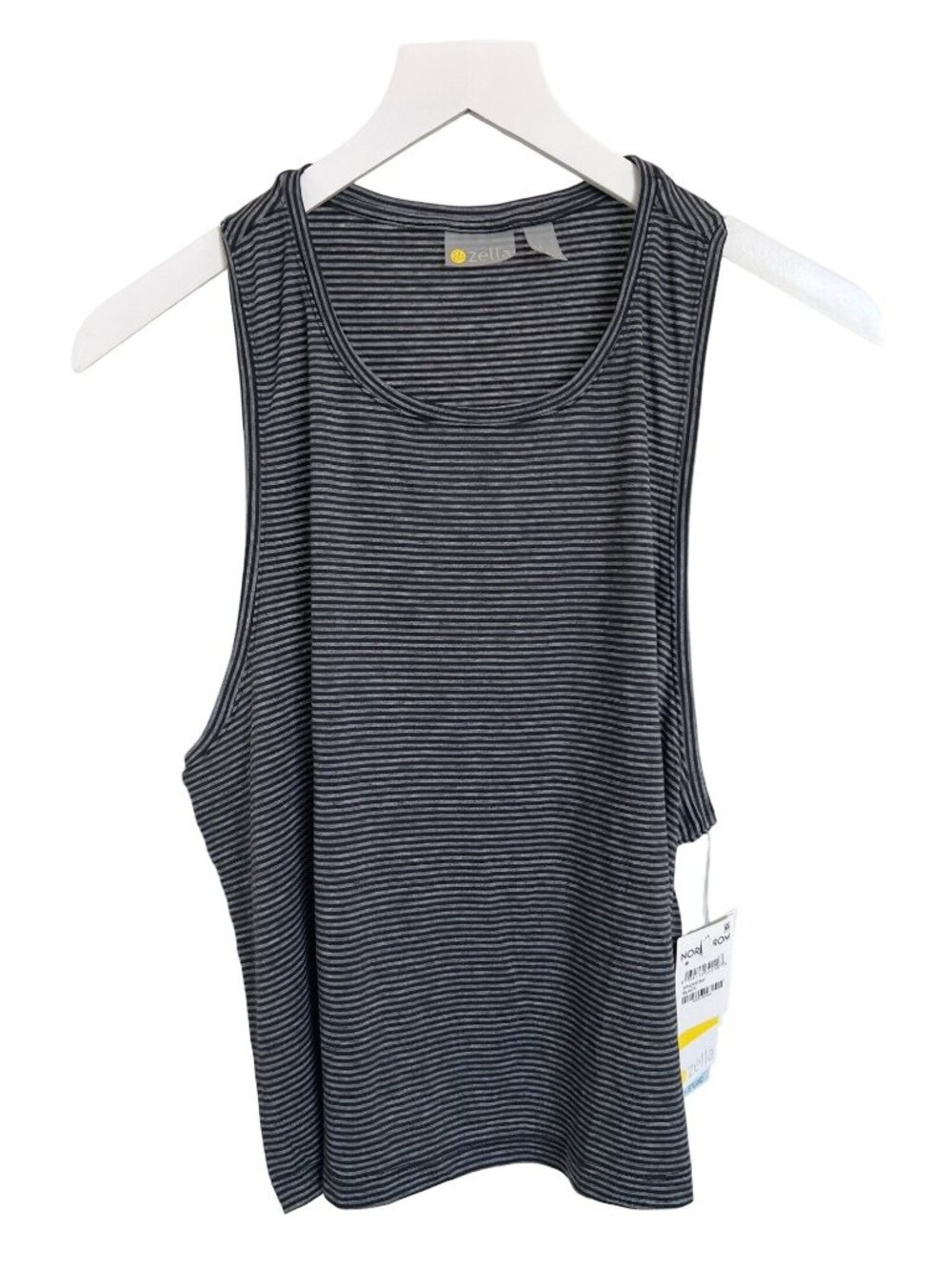 Z By Zella Black & Grey Striped Muscle Tank Top Lightweight Soft